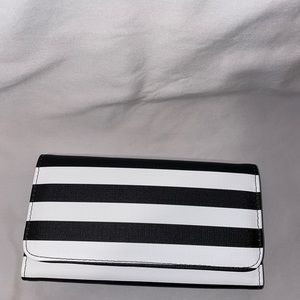Black and White striped clutch